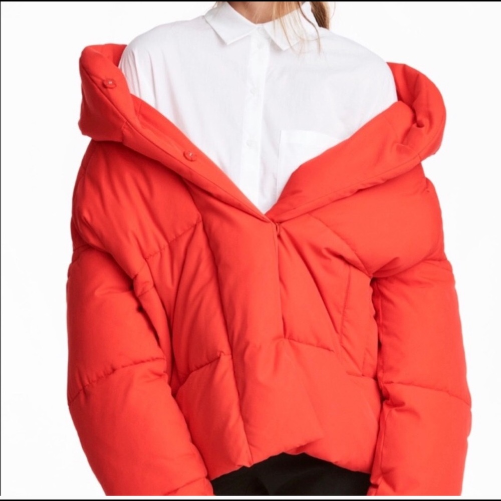 H&M red padded puffer with hood - Picture 3 of 5
